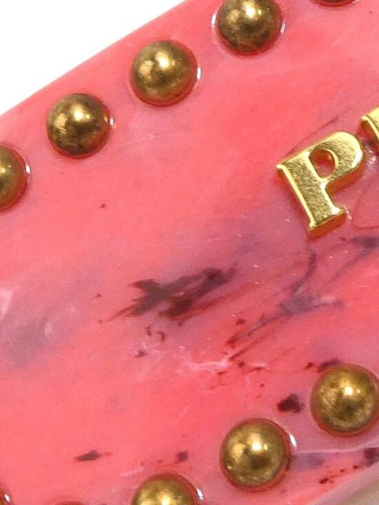 Auth PRADA Barrette Hair Clip Pink/Gold Resin/Metal main image 7